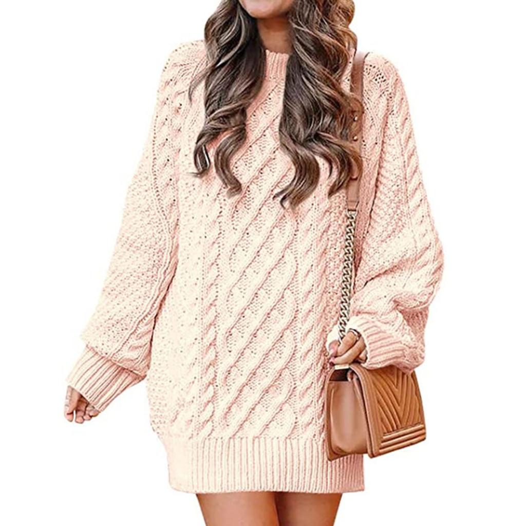 Women's Fashion  And Winter Round Neck Long-Sleeved Warm Sweater Top