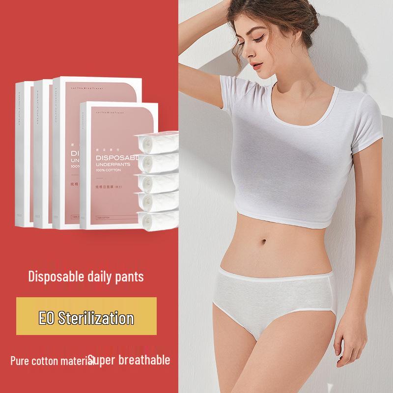 30 Pairs Disposable Cotton Underwear for Men & Women - Sterile, Wash-Free, Ideal for Travel