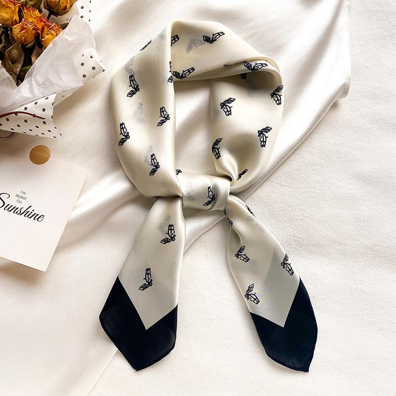Small Square Scarf Silk Scarf Women's 71x71 Korean Versatile Decoration with Suit Shirt Professional Scarf Neck Protection Thin Scarf