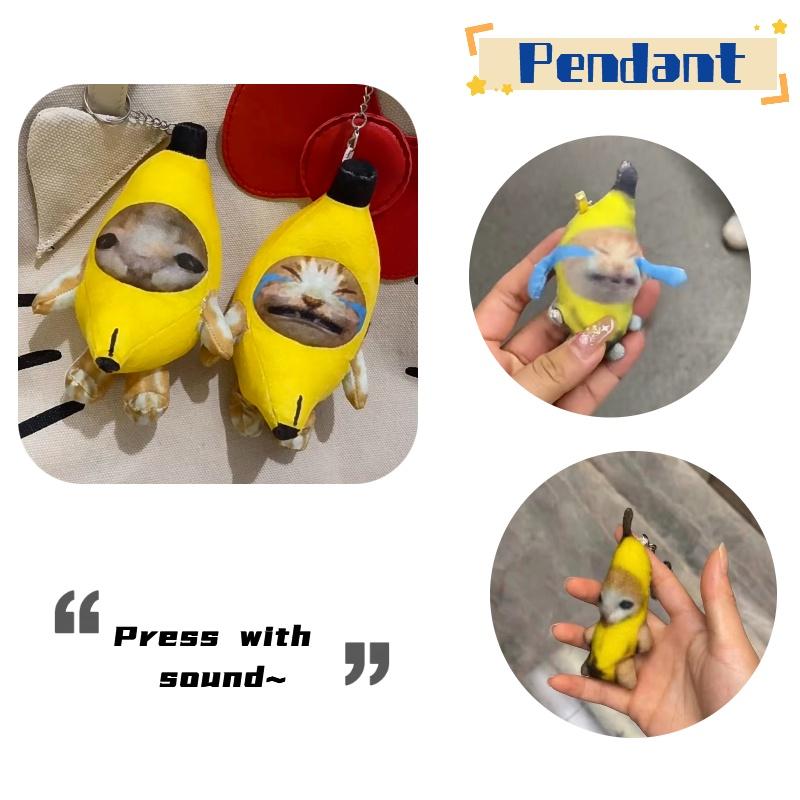Cute And Soft 20cm Banana Cat Plush Keychain With Sound