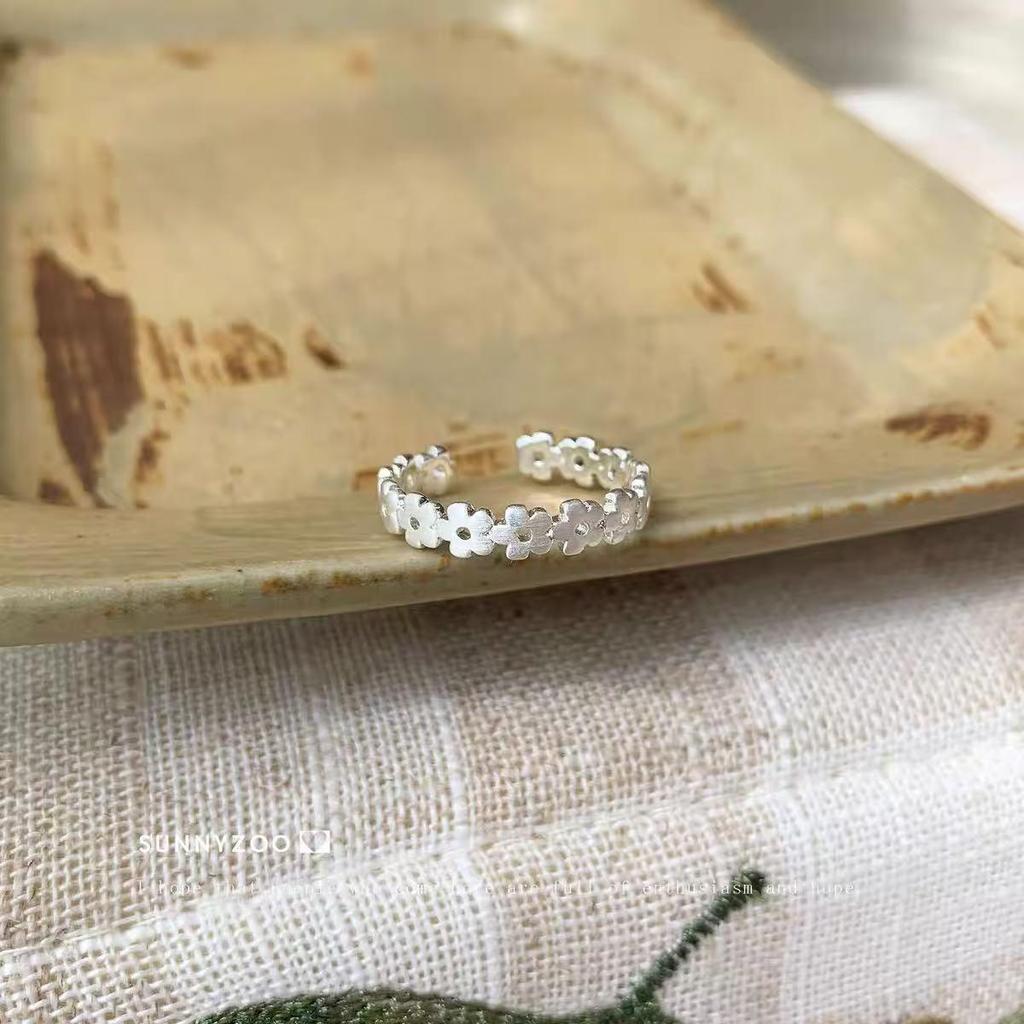 Korean Sweet Floral Open Adjustable Ring for Women - Elegant & Trendy