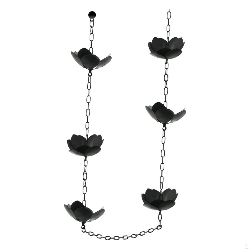 Rain Chain,Downspout Chain Black Lotus Chain,Park Embellishment Rainwater Catcher,Rain