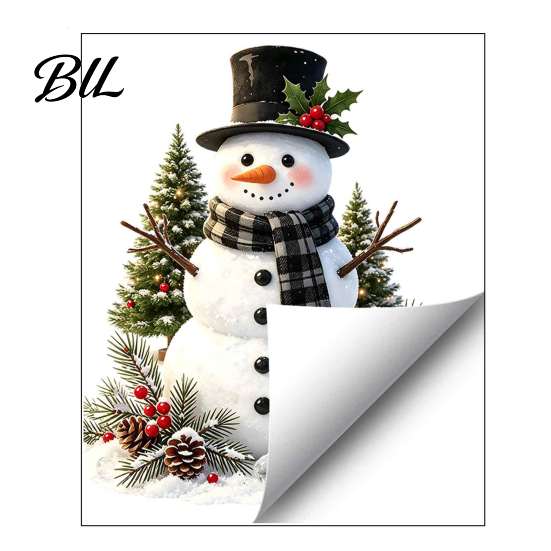 Snowman Toilet Seat Sticker Christmas Wreath Sticker, Peel And Stick Bathroom Decor Removable Cover Decal, Waterproof Lid Wall for Holiday Decals