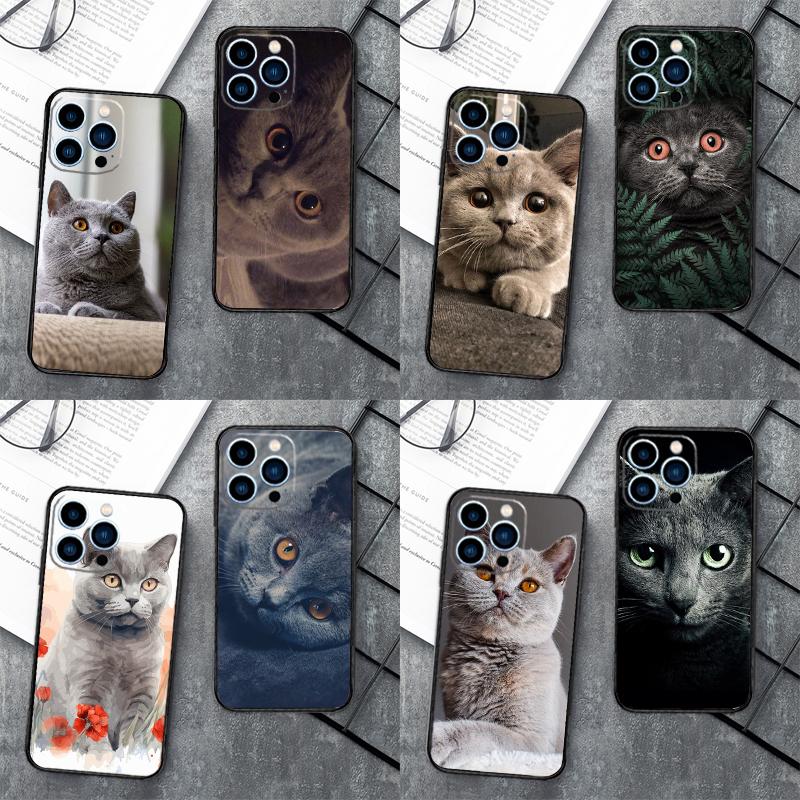 British Shorthair Cat Phone Case For iPhone 16 15 14 11 12 13 17 Pro Max Mini 15 16 Plus 16e 17 Air Cover Coque