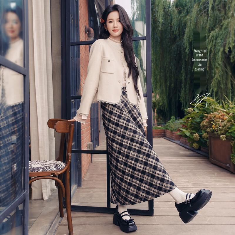 Elegant Double-Faced Wool Blend Short Coat L