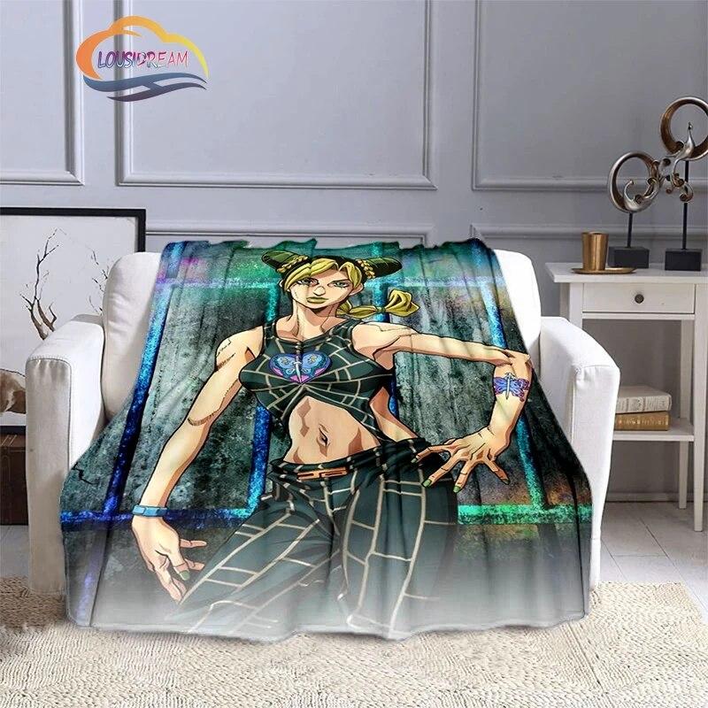 Karikatura JoJo's Bizarre Adventure Stone Ocean Deka Měkký fleece Throw Lehká All Seasons Teplá pro gaučovou přikrývku