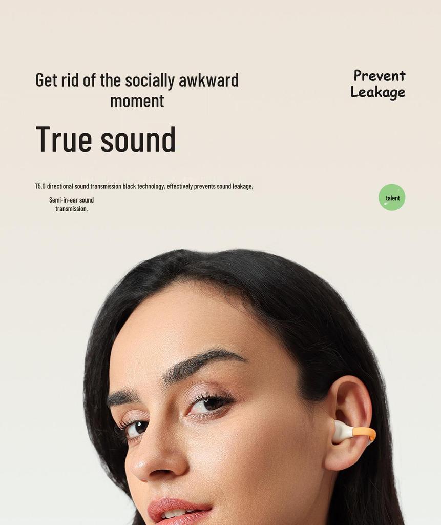 Bluetooth Bone Conduction Sports Earbuds: Clip-on, Long Battery Life, Over-ear, Wireless, Not In-ear.