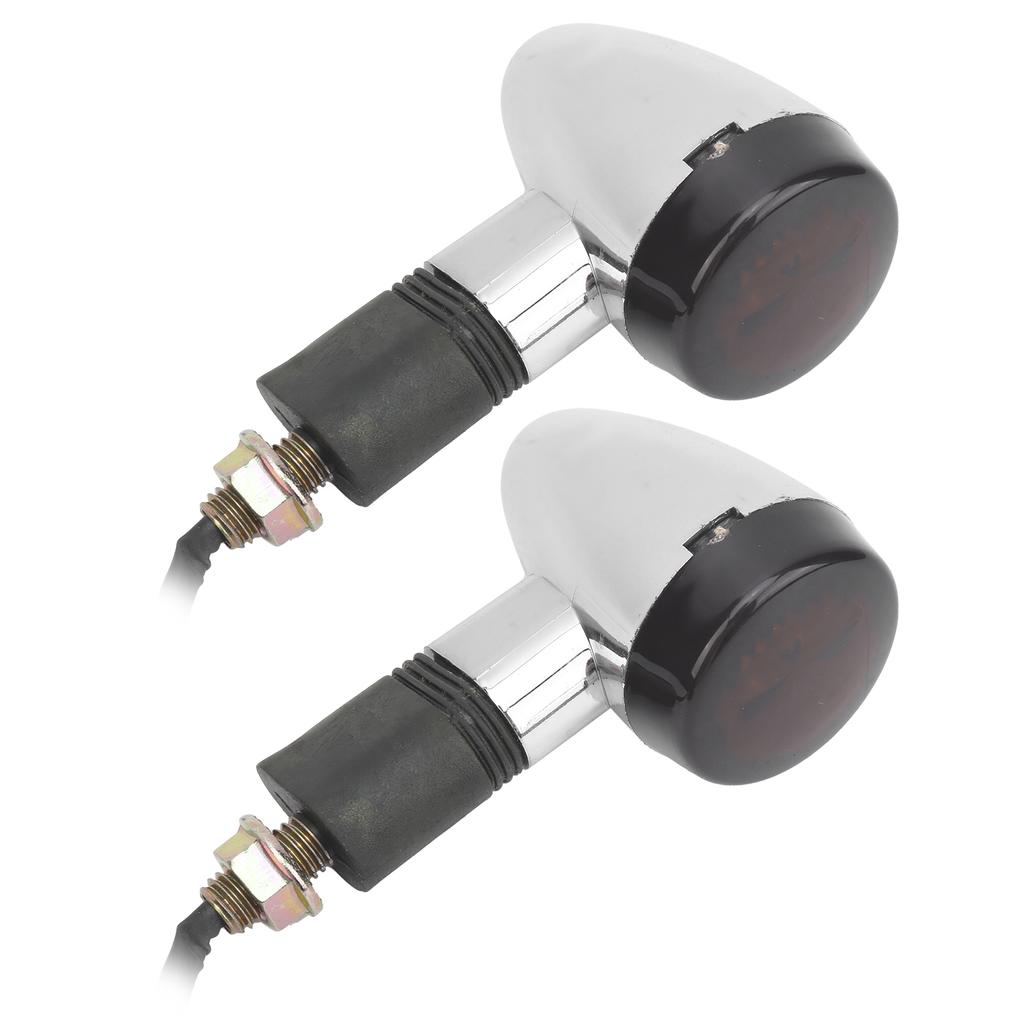 2pcs Universal Motorcycle Turn Signal Lamp Yellow Light High Visibility 12V 10mm 0.4in ThreadWhite