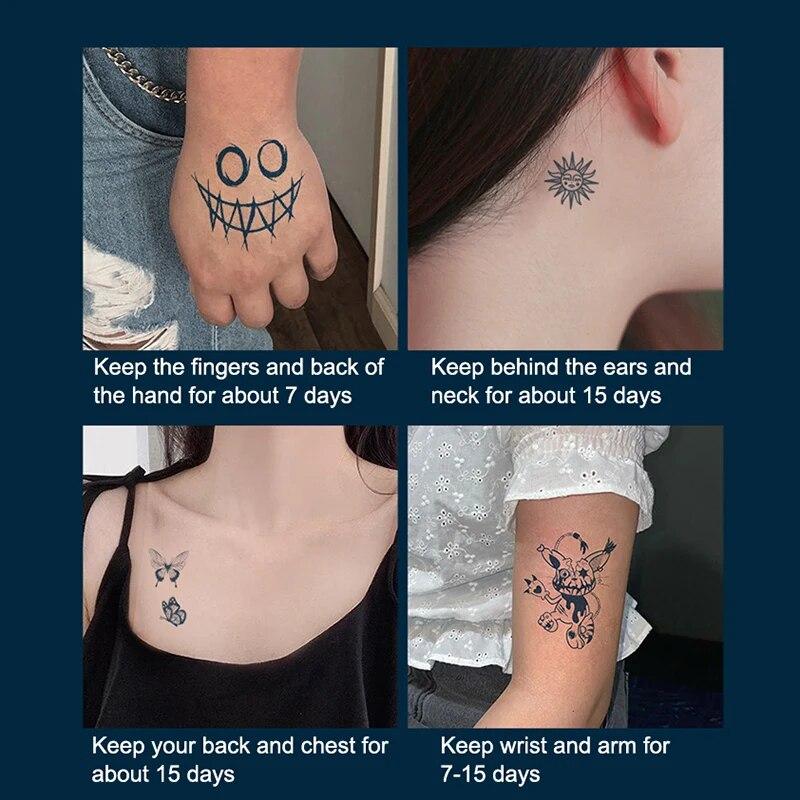 30pcs Semi Permanent Cartoon Herbal Tattoo Stickers For Women's Waterproof Disposable Water Transfer Printing Stickers