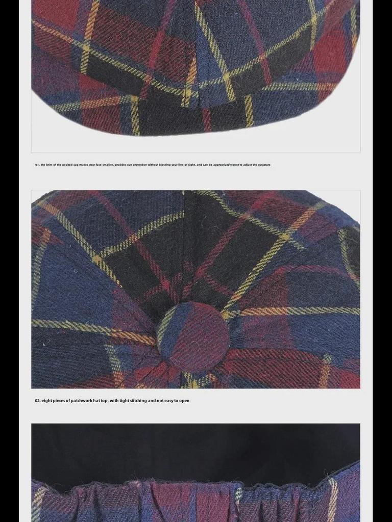 Autumn/Winter Unisex Plaid Newsboy Beret - British Retro Style Wool Hat