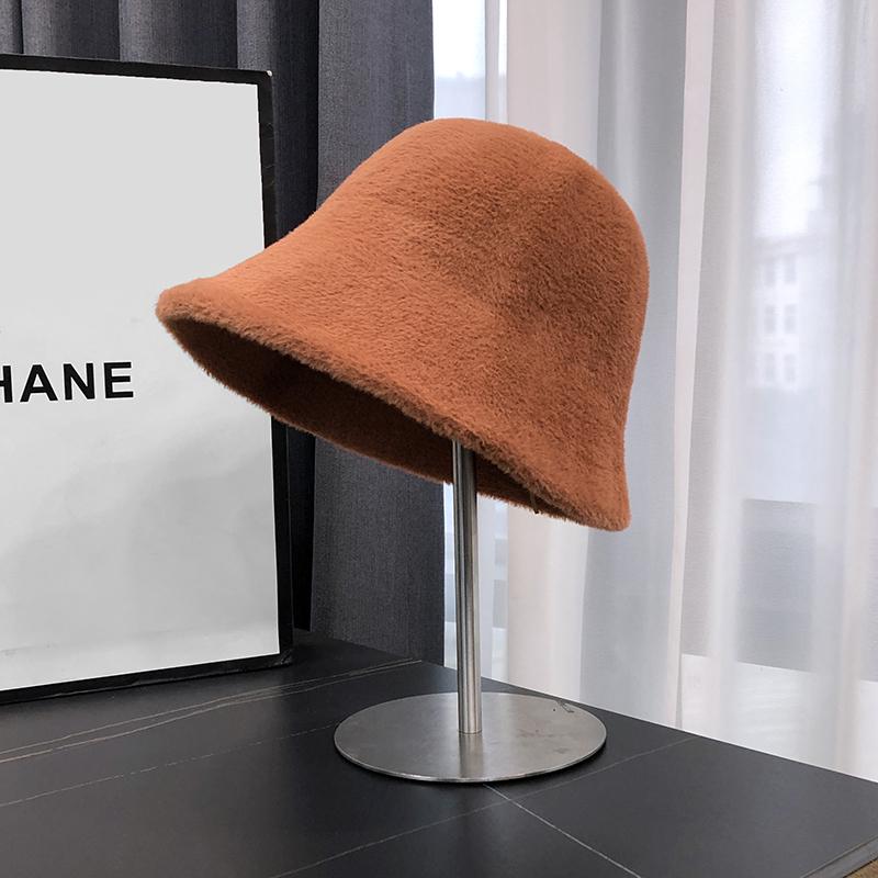 Autumn And Winter Plush Fisherman Hat, Children'S Korean Version Bucket Hat, Wool Thickened Warm Basin Hat