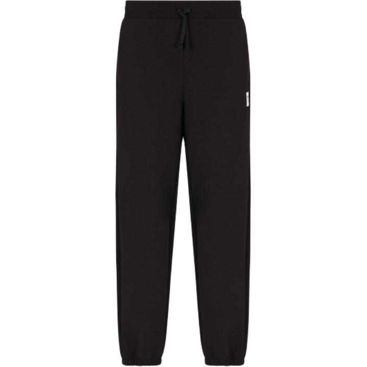 Emporio Armani EA7 SS25 Solid Color Drawstring Cuffed Knit Joggers Unisex Joggers Black 7X000045-AF12116-UC001