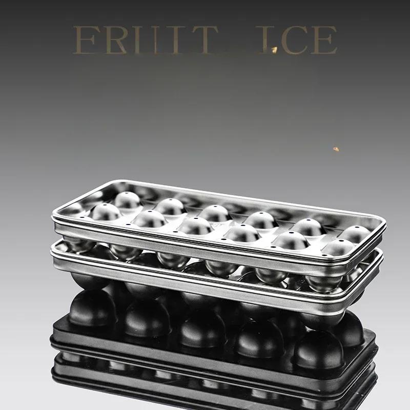 304 Stainless Steel Ice Tray Household Ice Box with Lid Bar Ice Ball Ice Cube Mold Quick-frozen Ice Cube Artifact Ice Mold