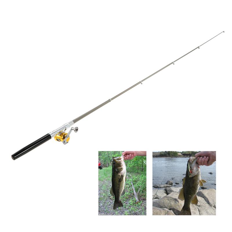Fishing Rod Reel Combo Kit Set Mini Telescopic Portable Pocket Pen Fishing Rod Pole + Reel Aluminum Alloy Fishing Accessories