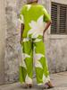 European & American Summer 2025 V-neck Batwing Top and Long Pants Two-piece Set