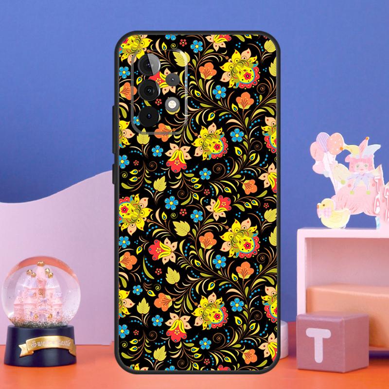 Russian Scarf Floral Case For Samsung Galaxy A17 A06 A16 A26 A36 A56 A55 A35 A15 A32 A52 A13 A33 A53 A14 A34 A54
