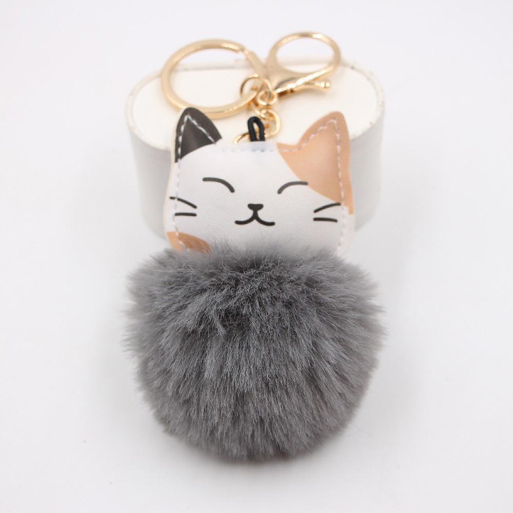 Lucky Cat Plush Pompon Keychain Pendant for Backpacks & Wallets