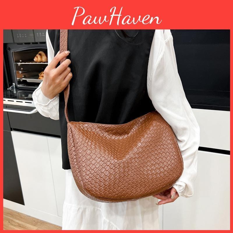 Pu Large Capacity Shoulder Bag Handbag Weaving Patterns For Work Casual Outings