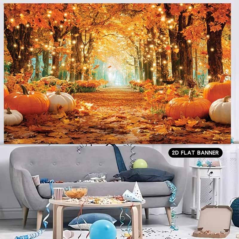 2D flach 1 Stück Banner: Herbst-Ahornblatt-Kürbis Thanksgiving Hintergrundbanner für Party Flagzyc