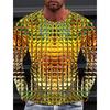 Men's T-shirt Tee Graphic Gradient Metallic Shirt Crew Neck Clothing Apparel 3D Print Outdoor Daily Long Sleeve Vintage Fashion