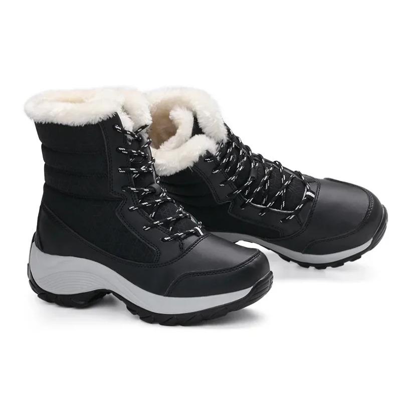 Boots for Women Platform Outdoor Snow Boots Non-slip Winter Walking Shoes Fur Warm Ankle Boots Wedge Waterproof Thigh High Boots