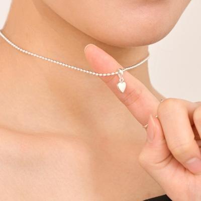LAYERMOOD 24 Mini White Heart Necklace-silver925