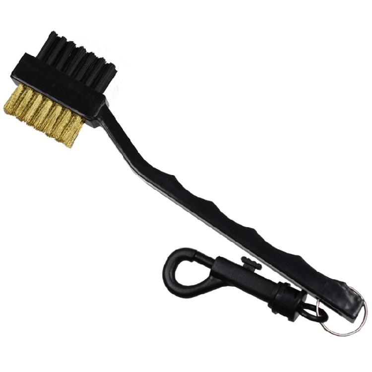 Double Sided Golfs Head Brush with Spikes for Cleaning Grooves Shoes Golfs Club Cleaner Brush with Retractable Carabiner