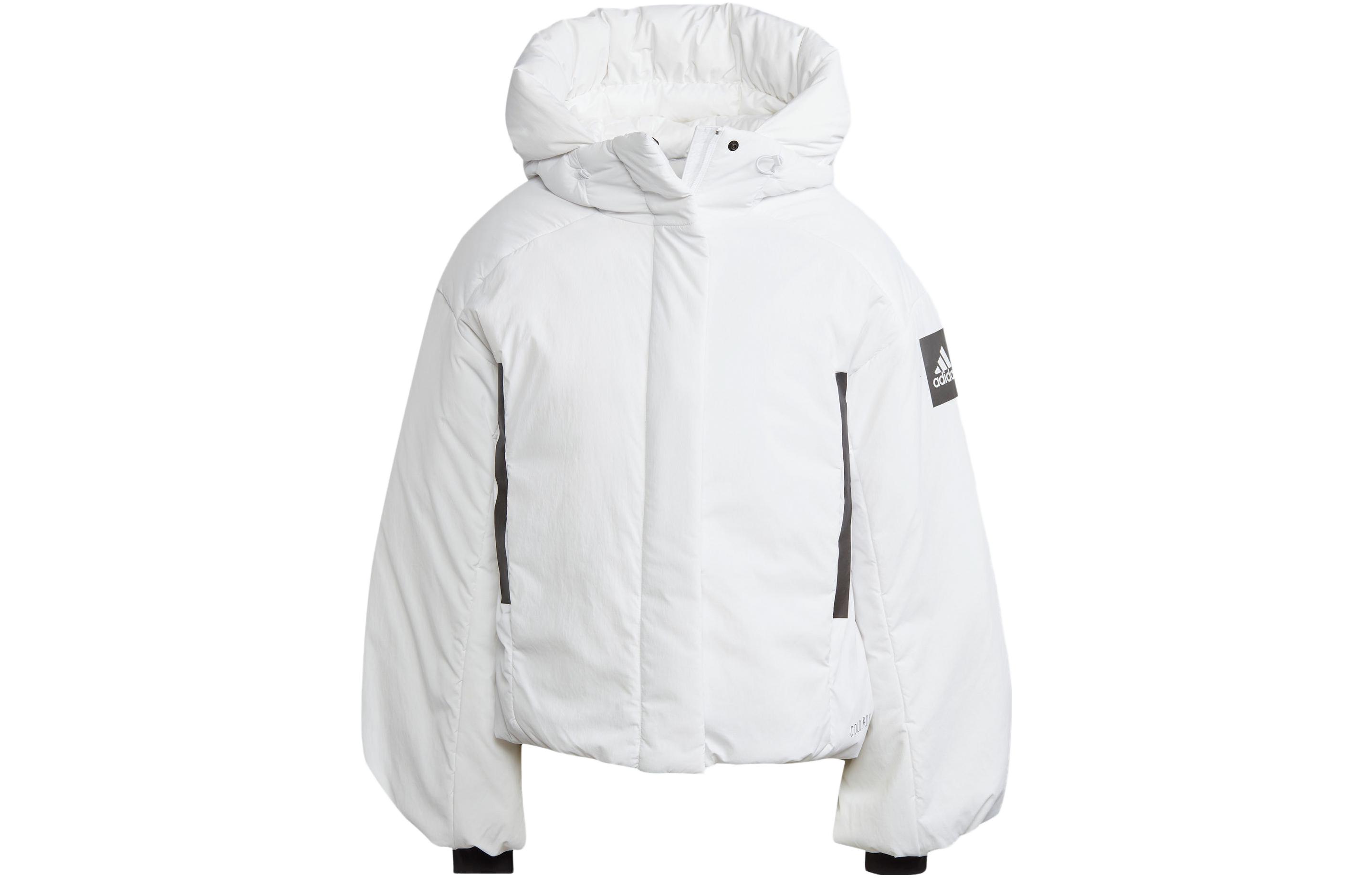 Adidas Puffer Jackets Women s White Hooded Moderate Puffer Jacket IK3120 S