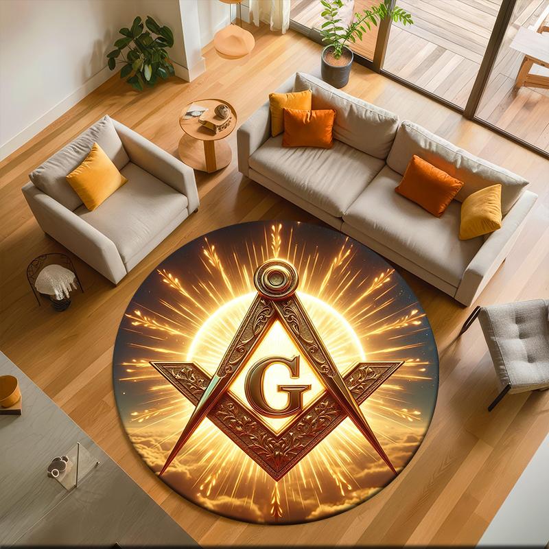 1pc Recognized Freemasonry Round carpet Painted Printed circular carpet, home door mat, outdoor travel protection carpet