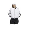 Adidas Striped Colorblock Logo Print Zip-Up Casual Long Sleeve Jacket Women Jacket White H09760