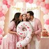 Palloncino digitale bianco da 32 pollici decorato con adesivi di ciliegie e adesivi con fiocchi per feste di compleanno e anniversari