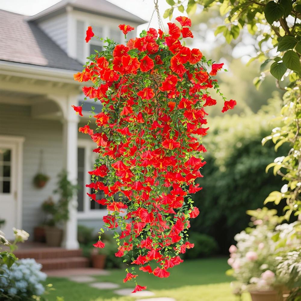 2Pcs Artificial Flowers Vine Morning Glory Wedding Home Room Table Festival Decor Halloween Outdoor Yard Garden Arch DIY Gifts