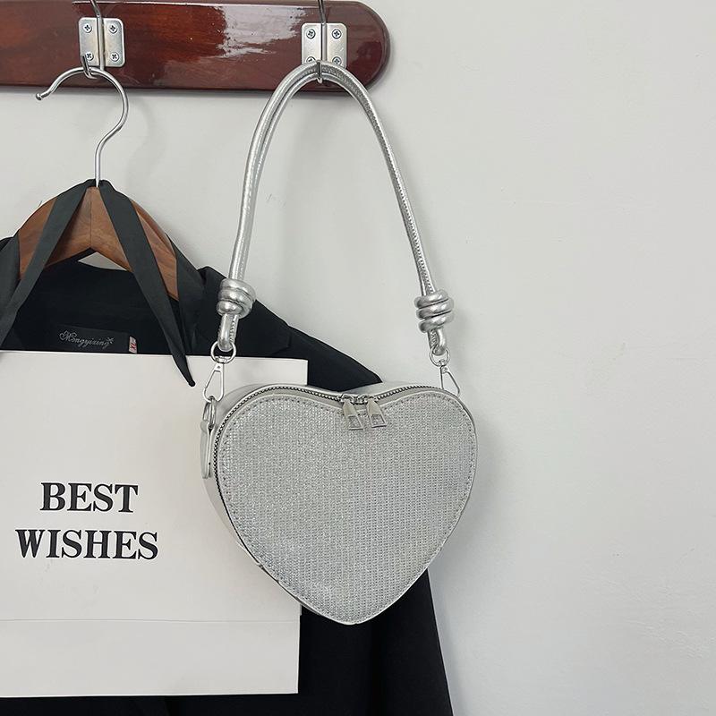 Mote Paljett Hjerteform Skulderveske Kjedestropp Crossbody Vesker For Kvinner Daglig Bruk Damehåndvesker Og Lommebøker