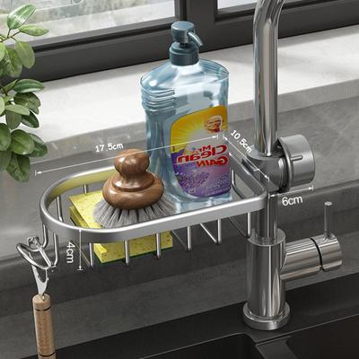 Kitchen Sink Drain Rack Sponge Storage Basket Faucet Holder Space Aluminum Soap Drainer Shelf Organizer Bathroom Accessories