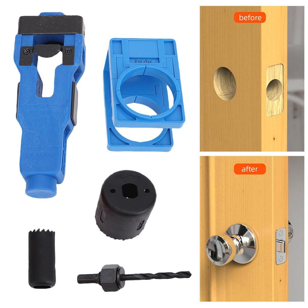 Door Lock Hole Saw Kit Door Lock Installation Kit  Scoring Chiseling Door  Mortise Tool and Lock Hole Saw Kit Blue