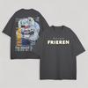 Unisexs Anime Frieren TShirt Black Cotton Cool Character Graphic Otaku Tee for Casual Daily Streetwear Cosplay Campus Home Wear