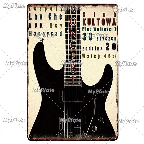 Hudba Gitar Vintage Plechová cedule Plechová cedule Rock Plaketa Domov Nástěnná dekorace Barová cedule Domácí Dekor Země Plakát Drop Shipping