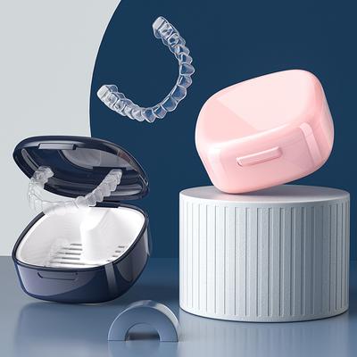 Denture Travel Brace Container Portable Fake Teeth Storage Box 2 In 1 Orthodontic Storage Cleaning Case Oral Hygiene Products