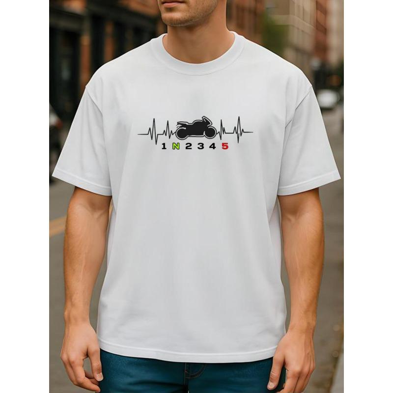 Europeiska storlekar Motorcykel EKG-växel | Passionerad Stil Trendig Mode T-shirt