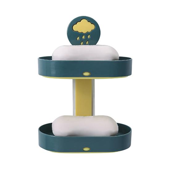 

2-слойный милый облачный пунш, бесплатная коробка для хранения мыла, сливная полка, органайзер для ванной комнаты темно-синий