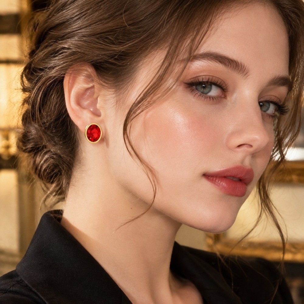 1 Pair Titanium Steel Stud Earring Stainless Steel Titanium Steel Earring Zircon Earring  Daily Wear