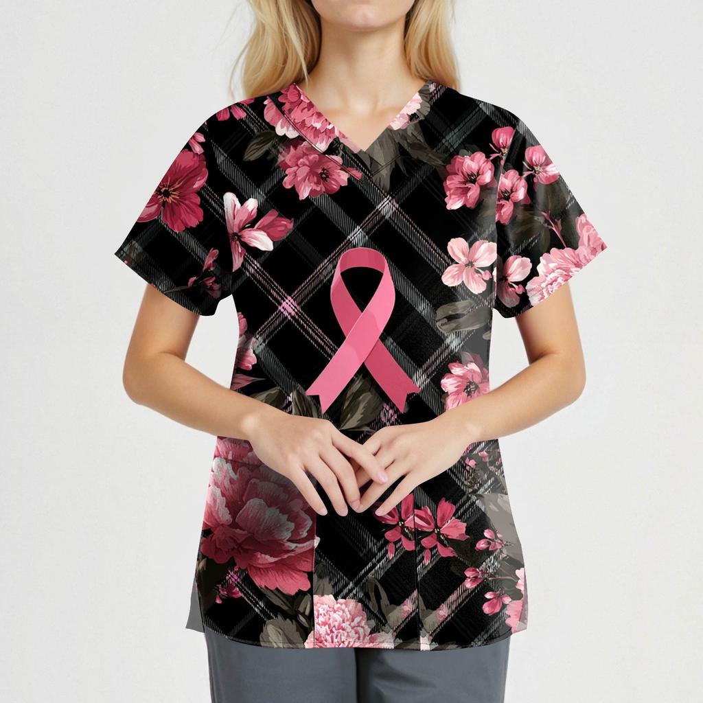 Dámská móda Overal s V výstřihem a krátkým rukávem s kapsami Potištěné topy Oblečení