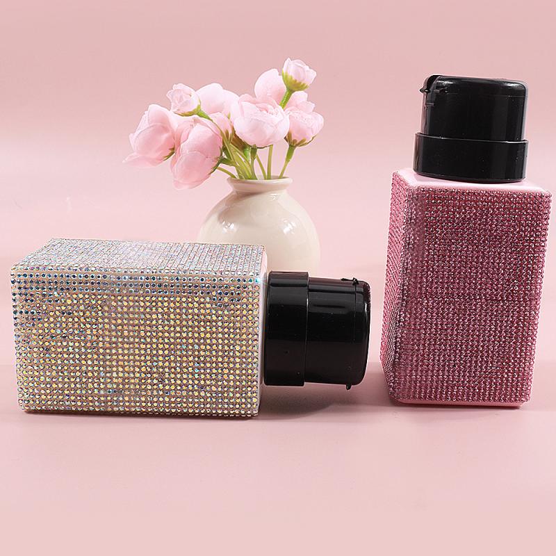 1 Pcs Diamond Nail Refillable Bottles Empty Press Pump Dispenser Nail Art Polish Remover Cleaner Makeup Bottle Manicure Tool