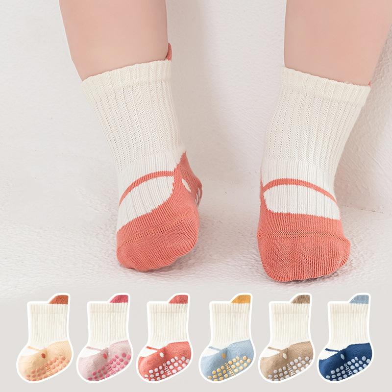 3 Pairs Children's Non Slip Socks For Girls Boys Soft Fashion Kids Boy Girl Socks Spring Autumn Newborn Baby Home Toddler Floor Sock 0-5Years
