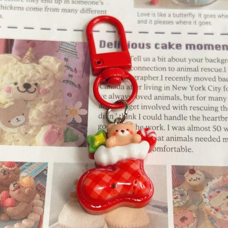 Cute Cartoon Christmas Pendant Santa Claus Tree Snowman Keychain Car Key Ring Backpack Decoration Accessories Children Gifts