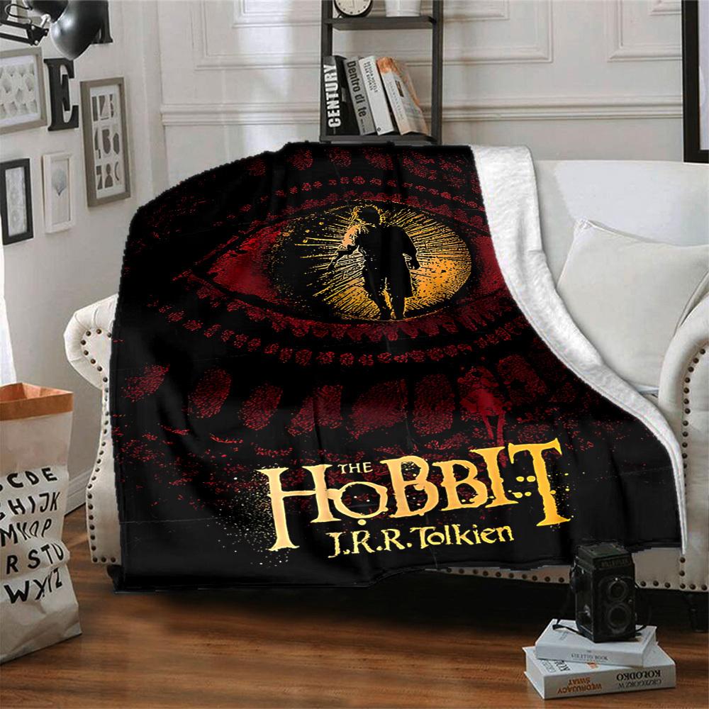 1pc The Hobbit Flannel Throw Blanket - HD Printed Lightweight Soft Warm All-Season Blanket for Sofa, Bed, Travel053