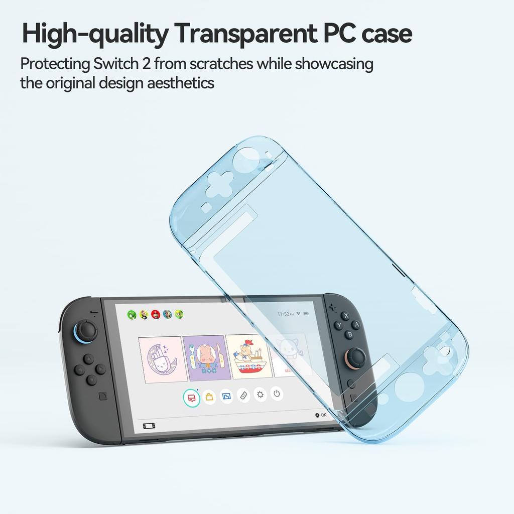 GeekShare Switch 2 Compatible with Switch Switch 2 PC Protective Split Full Easy Removal Transparent Cover, 2025, Cover, Joy-Con Skin, Type,