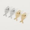 Hollow Stitching Fish-Shaped Earrings Za Trend Exaggerated Earrings Temperament Creative Earrings