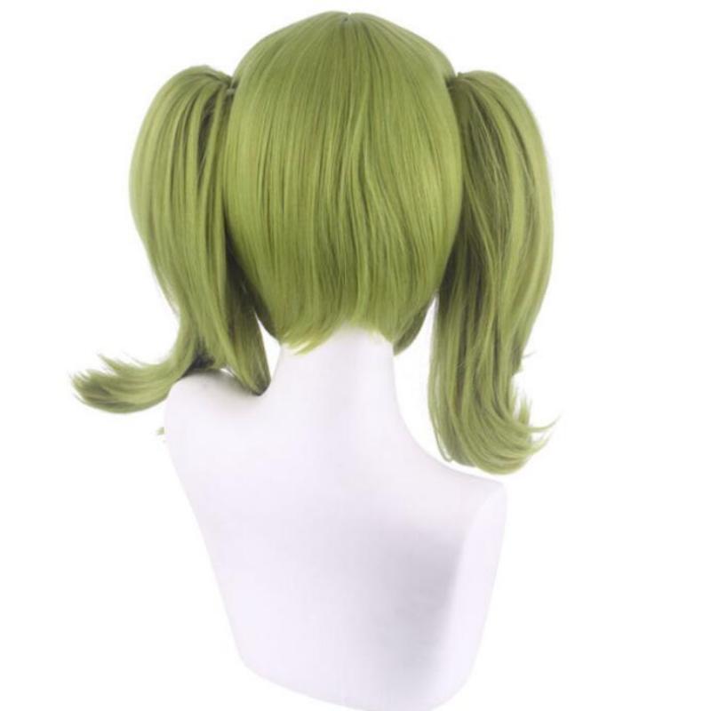 Wig Cosplay Danganronpa Monaka Green Short Ponytails Costume Dangan Ronpa Heat Resistant Synthetic Hair Monaca Towa Women Wigs