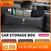 Car Sticker Tesla High Capacity Leather Organizer Car Front Seat Gap Storage Boxes For Tesla Model S X 3 Y Roadster Cybertruck A